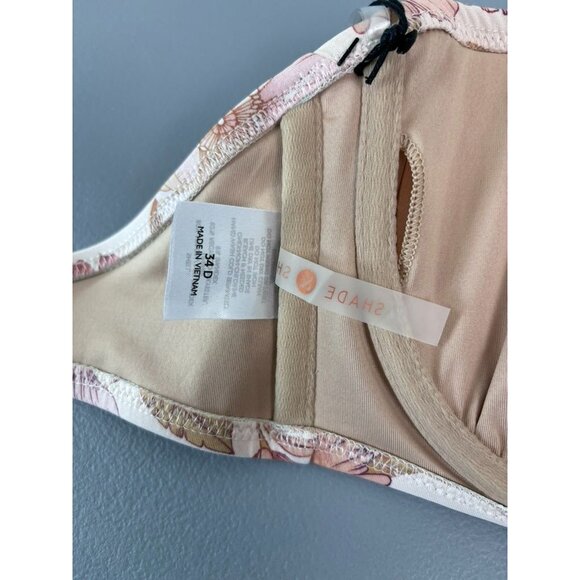 Shade and Shore 34D pink floral halter tie bandeau underwire bikini top NWT - Picture 4 of 5